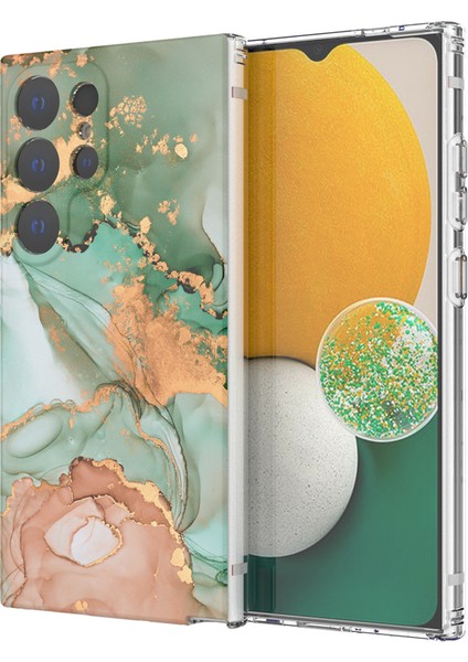 Samsung Galaxy S24 Ultra Mermer Desenli Imd Telefon Kapak-Stil C Için GW18 Telefon Kılıfı (Yurt Dışından)