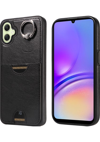 006 Samsung Galaxy A05 4g Kılıf Tek Kart Yuvalı Kickstand Buzağı Dokulu Arka Kapak-Mavi-Siyah (Yurt Dışından)