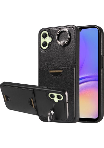 006 Samsung Galaxy A05 4g Kılıf Tek Kart Yuvalı Kickstand Buzağı Dokulu Arka Kapak-Mavi-Siyah (Yurt Dışından)