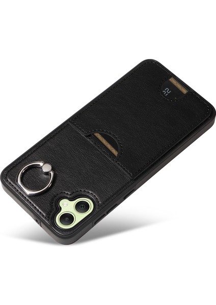 006 Samsung Galaxy A05 4g Kılıf Tek Kart Yuvalı Kickstand Buzağı Dokulu Arka Kapak-Mavi-Siyah (Yurt Dışından)