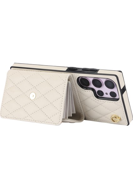 026 Samsung Galaxy S23 Ultra Telefon Kılıfı Kart Yuvaları 2 Askılı Kickstand Kapak-Beyaz (Yurt Dışından) fiyatları
