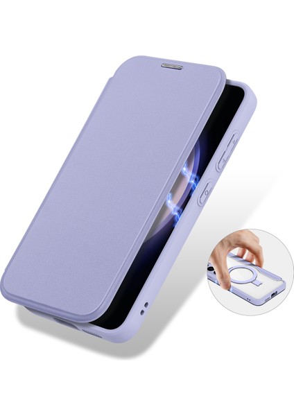 Samsung Galaxy S24+ Manyetik Kılıf Rfıd Engelleme Kart Yuvaları Kickstand Kapak-Mor (Yurt Dışından) fiyatları