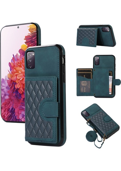 Samsung Galaxy S20 Fe 2022/S20 FE/S20 Fe 5g Kılıf Kart Tutucu Tpu+Pu Deri Telefon Kabuk-Yeşil (Yurt Dışından)