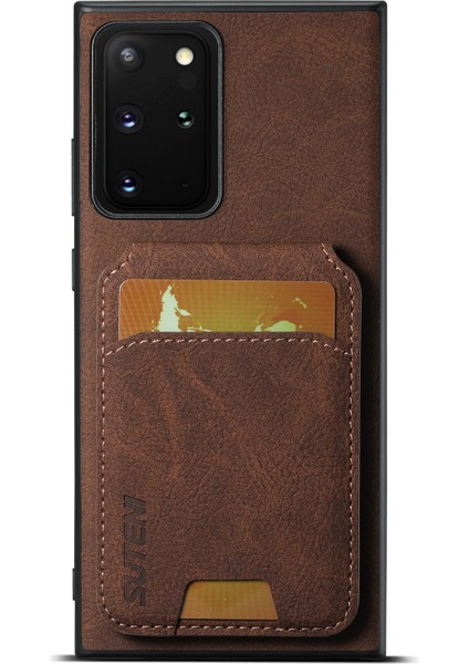 Samsung Galaxy NOTE20 Ultra 5G/NOTE20 Ultra Kart Yuvalı Kickstand Telefon Kılıfı-Kahverengi (Yurt Dışından)