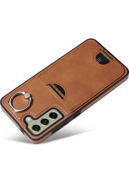 006 Samsung Galaxy S21 Fe 5g Kılıf Kart Tutuculu Pu Tpu Telefon Arka Kapak-Kahverengi (Yurt Dışından)