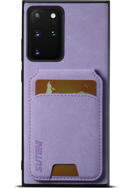 Samsung Galaxy NOTE20 Ultra 5G/NOTE20 Ultra Kart Yuvalı Kickstand Telefon Kılıfı-Mor (Yurt Dışından)