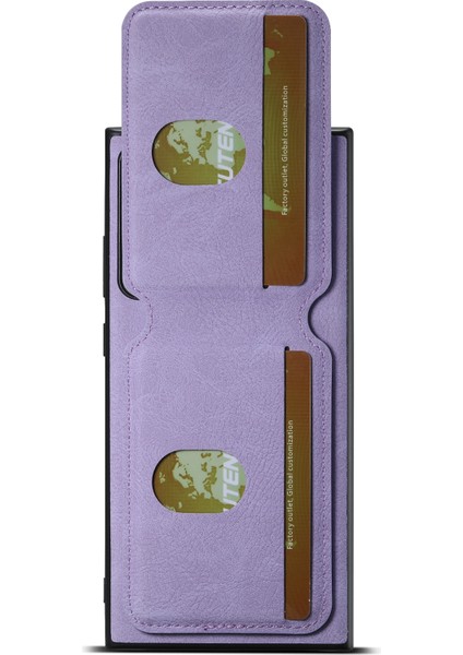 Samsung Galaxy NOTE20 Ultra 5G/NOTE20 Ultra Kart Yuvalı Kickstand Telefon Kılıfı-Mor (Yurt Dışından)