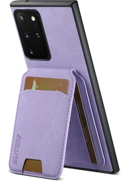 Samsung Galaxy NOTE20 Ultra 5G/NOTE20 Ultra Kart Yuvalı Kickstand Telefon Kılıfı-Mor (Yurt Dışından)