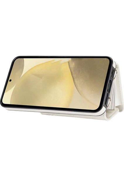 026 Samsung Galaxy S24+ Kart Kılıfı Deri Kaplamalı Tpu Telefon Kılıfı 2 Askılı-Beyaz (Yurt Dışından) fiyatları