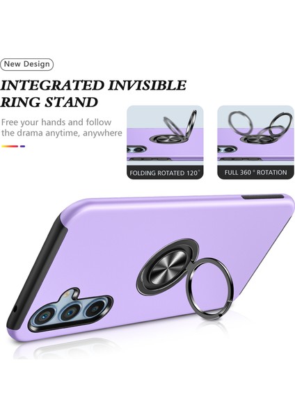 Samsung Galaxy S24+ Telefon Kılıfı Slim-Fit Pc+Tpu Halkalı Kickstand-Mor Kapak (Yurt Dışından)