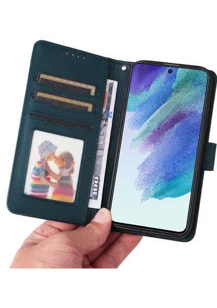 Samsung Galaxy S21 Fe 5g Kılıf Ayrılabilir Anti-Damla Deri Cüzdan Akıllı Telefon Kapağı-Mavi (Yurt Dışından)