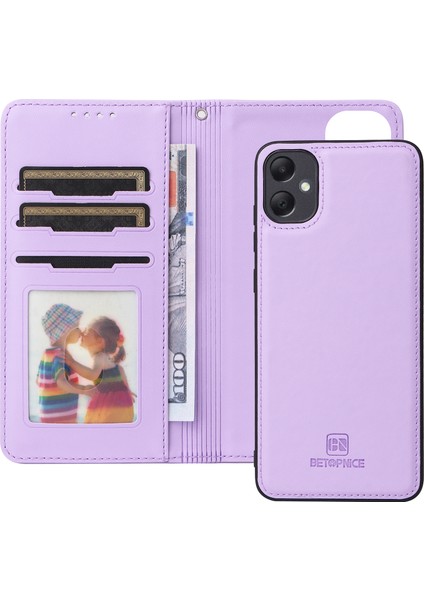 Samsung Galaxy A05 4g Deri Kılıf Çıkarılabilir Cüzdan Standlı Kapak-Mor (Yurt Dışından)