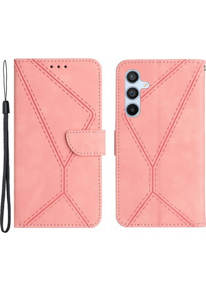 Samsung Galaxy A55 5g Cüzdan Deri Kılıf Skin-Feel Telefon Kapağı-Pembe (Yurt Dışından)