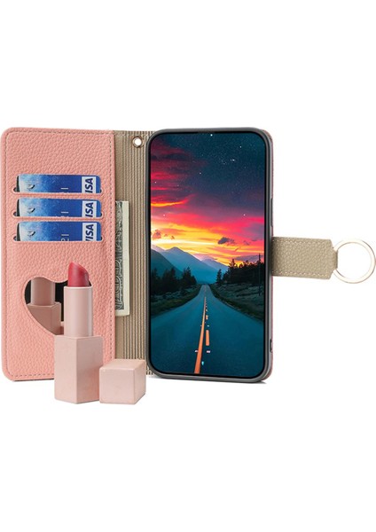 Samsung Galaxy A51 5g SM-A51 Cüzdan Kılıf Fermuarlı Pu Deri Crossbody Telefon Kapağı-Pembe (Yurt Dışından)