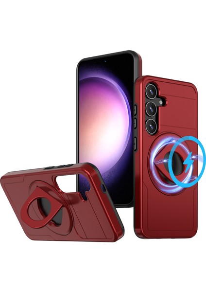 Samsung Galaxy S24+ Telefon Kılıfı Magsafe-Red ile Uyumlu Manyetik Kickstand Kapağı (Yurt Dışından)