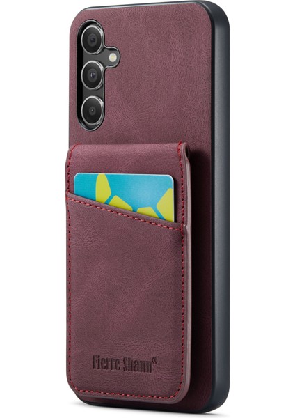 Samsung Galaxy A15 4g/5g Cep Telefonu Kılıfı Pu+Tpu Crazy Horse Texture Kapak-Kırmızı (Yurt Dışından)