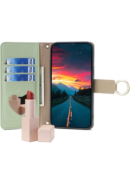 Samsung Galaxy A51 5g SM-A516 Cüzdan Kılıf Fermuarlı Pu Deri Crossbody Telefon Kapağı-Yeşil (Yurt Dışından)