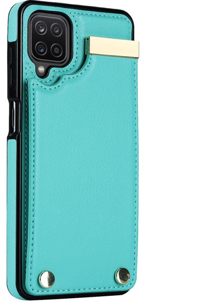 Samsung Galaxy A12 Kılıf Için Anti-Düşme Tpu+Pu Deri Telefon Kılıfı Metal Donanım Dekorlu-Nane Yeşili (Yurt Dışından) modelleri