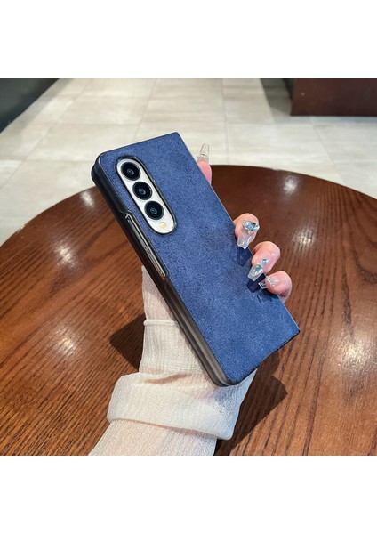 Samsung Galaxy Z Fold4 5g Telefon Kılıfı Çizilmeye Dayanıklı Süet Kapak-Mavi (Yurt Dışından)