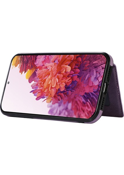 Samsung Galaxy S20 4g/5g Kart Tutucu Telefon Kılıfı Tpu+Pu Deri Kickstand Telefon Kapağı-Mor (Yurt Dışından)