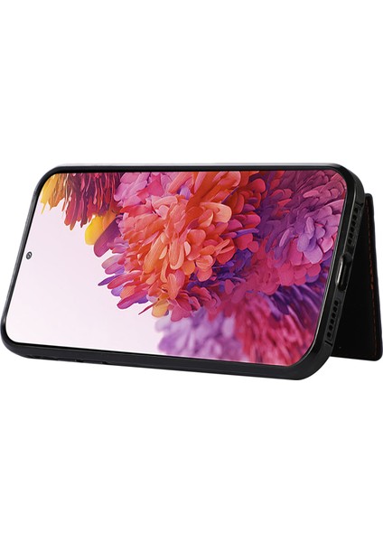 Samsung Galaxy S20 4g/5g Kart Tutucu Telefon Kılıfı Tpu+Pu Deri Kickstand Telefon Kapağı-Siyah (Yurt Dışından)