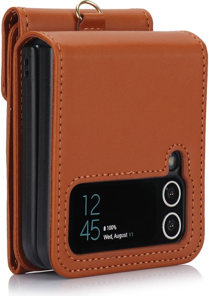 Samsung Galaxy Z Flip3 5g Rfıd Engelleme Kılıfı Kart Sahibi Telefon Kılıfı Kayışlı-Kahverengi (Yurt Dışından) fiyatları