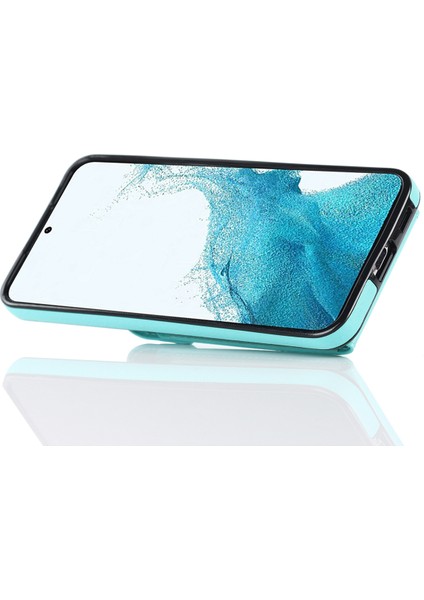 Samsung Galaxy S21 Fe 5g Kapak Akordeon Kart Çanta Halkası Kickstand Damla Geçirmez Cep Telefonu Kılıfı-Nane Yeşili (Yurt Dışından)