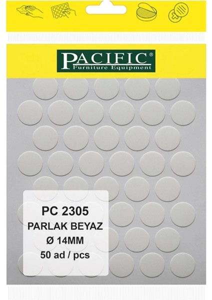 Tekli Pacıfıc Parlak Beyaz Yapışkanlı Tapa 14MM