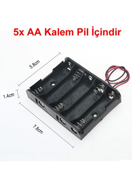 5'li Aa Kalem Pil Kutusu Yuvası 7.5V Kablolu Kalem Pil Tutucu