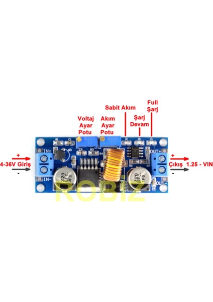XL4015 Acav Pil Şarj Modülü Step-Down Voltaj Düşürücü Ayarlı Güç Kaynağı Ayarlanabilir Akım Batarya