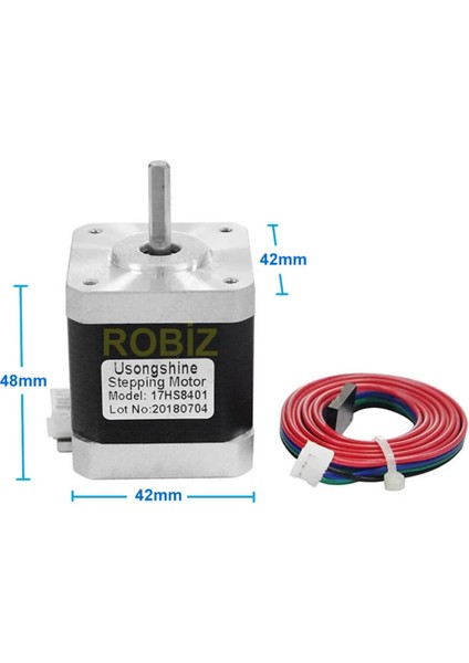 17HS8401 Nema 17 Step Motor 0.5n.m D Mil 2 Faz 1.8A 1.8 Derece 200 Adım 3D Yazıcı Printer