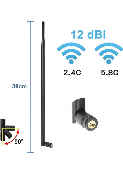 12DBI 39CM Anten Rp Sma Erkek (Dişi) 2.4ghz 5.8ghz Dual Band Rf Gsm Wifi Sinyal Kuvvetlendirici 2g 3g 4g