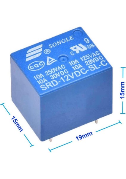 250V 10A SRD-12VDC-SL-C 12V Dc Röle 5 Pin Pcb Montaj Tip 220V No Nc Güç Rölesi