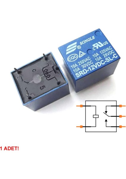 250V 10A SRD-12VDC-SL-C 12V Dc Röle 5 Pin Pcb Montaj Tip 220V No Nc Güç Rölesi