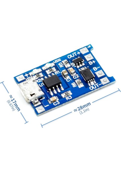 Korumalı Lityum Pil Şarj Devresi Modülü TP4056 1A 18650 Battery Charger + Protection Microusb