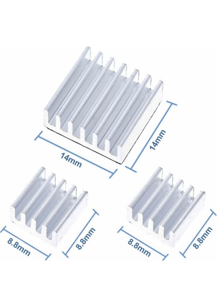 3 Adet Aluminyum Metal Soğutucu Blok Raspberry Pi Termal Etiket Gümüş Renk Radyatör Amfi LED