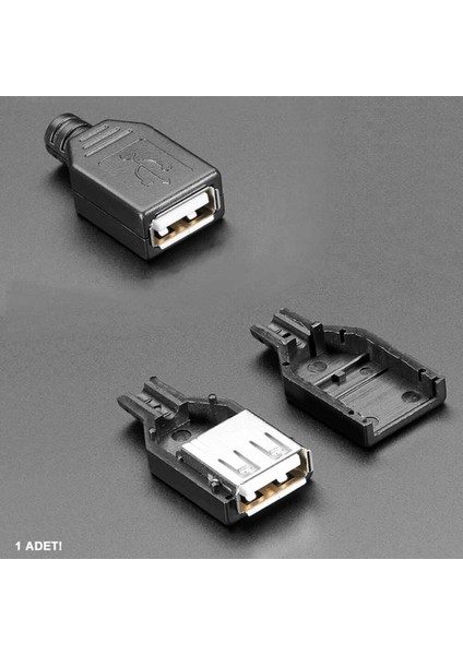 Kutulu USB Type A Dişi Soket USB 2.0 4 Pin Plastik Kapak Dıy Tip Elektronik