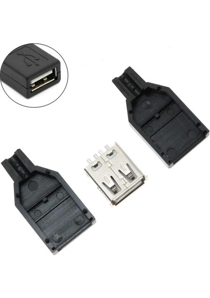 Kutulu USB Type A Dişi Soket USB 2.0 4 Pin Plastik Kapak Dıy Tip Elektronik