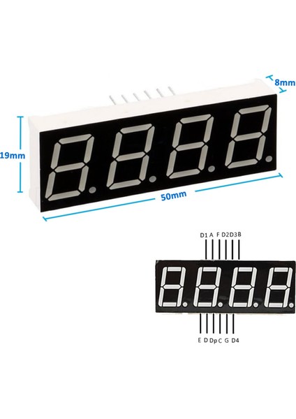 0.56" 4 Hane 7 Segment LED Ekran Kırmızı Ortak Katot 14MM 4 Digit Dijital Display Alfanümerik fiyatları