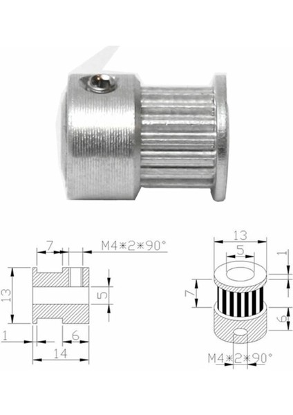 Gt2 16 Diş Alüminyum Kasnak 5mm Delik Çapı 6mm Kayış Zamanlayıcı Doğrusal Haraket Pozisyonlayıcı fırsatları