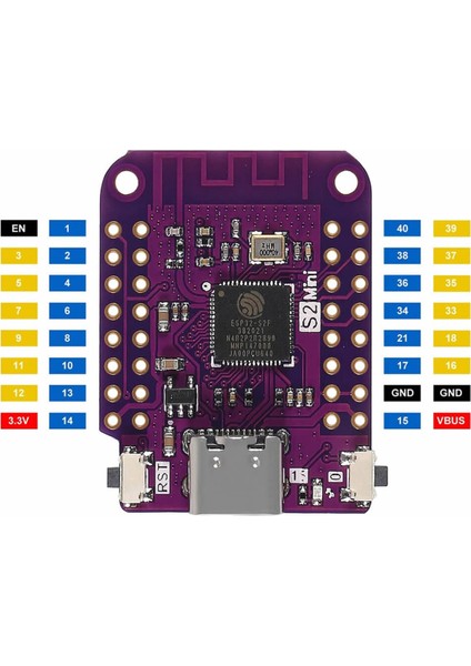 ESP32 S2 Mini Geliştirme Kartı Wifi Type-C 240MHZ 4mb Flash 2mb Psram Micropython Wemos Lolin