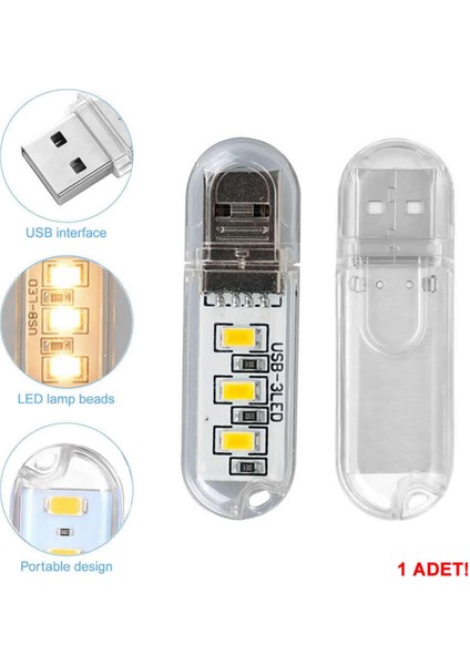 Mini USB LED Lamba 5730 Smd 3 LED Anahtarlık Portatif Taşınabilir Gece Lambası Masa Aydınl.kamp
