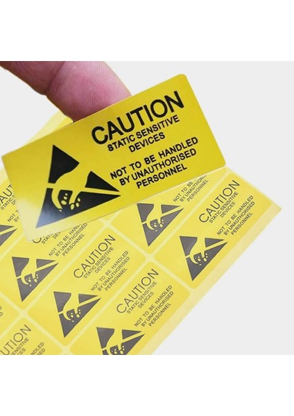 10 Adet Antistatik Uyarı Etiketi Elektrostatik Elektrik Esd Ikaz Caution Dikkat Yapışkan Stiker