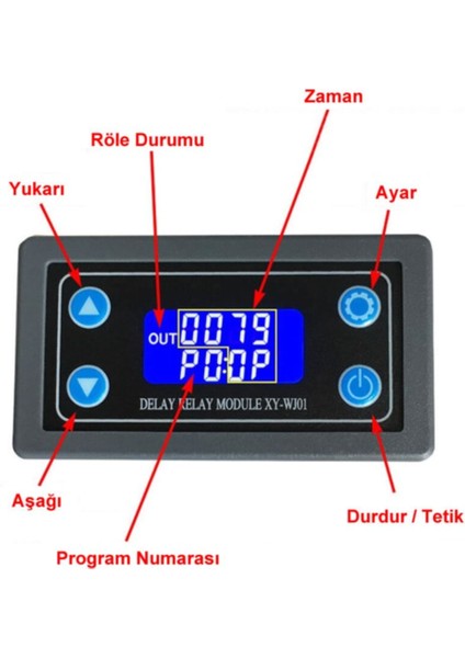XY-WJ01 Zamanlayıcı Röle Modül Dc 6-30V 1000W Anahtar Panel Tip