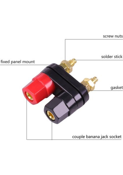 Banana Soket Terminal Çifti Kırmızı Siyah Hexagon Konnektör