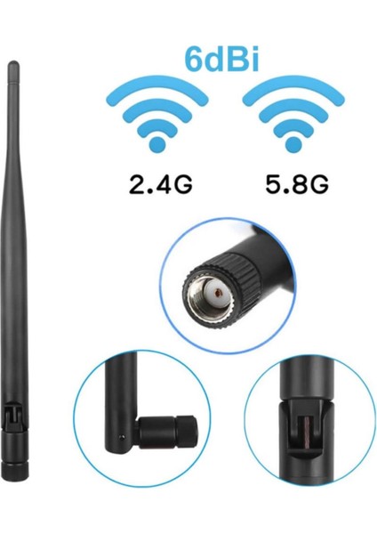 6dbi Rp Sma Erkek (Dişi) Anten 2.4ghz 5.8ghz Rf Gsm Wifi Sinyal Kuvvetlendirici Anten 2g/3g/4g Lte