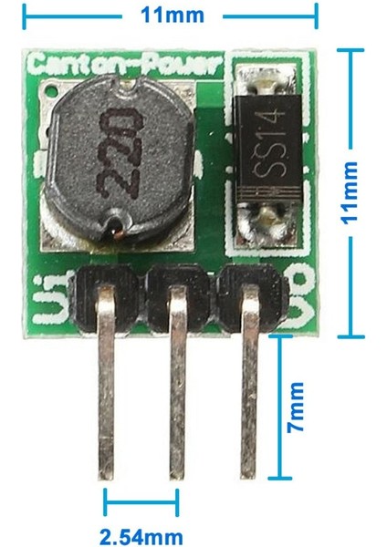 0.8V To 3.3V Voltaj Yükseltici Modül Mini Step Up Boost Maksimum 500MA 150KHZ %85 Verim