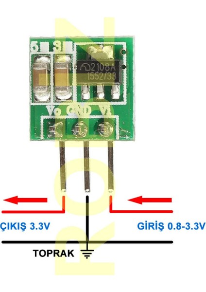 0.8V To 3.3V Voltaj Yükseltici Modül Mini Step Up Boost Maksimum 500MA 150KHZ %85 Verim