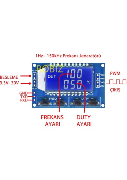 1hz / 150KHZ Kare Dalga Sinyal Jeneratör Modülü Xy-Lpwm Ayarlanabilir Darbe Pals Frekans Üreteci