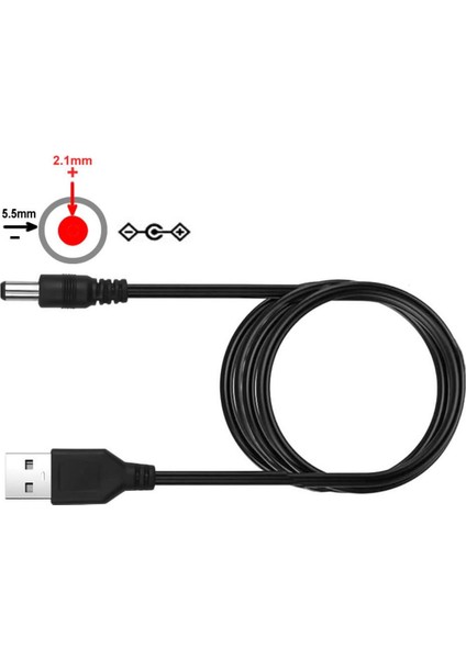 USB 5V To 5.5x2.1mm Adaptör Çevirici Kablo 1.8 Metre Güç Kablosu Kamera Tablet Cep Telefonu